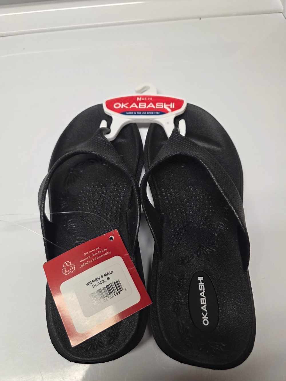 Okabashi Women’s Sandals Maui Black- Medium 6.5-7.5 NWT